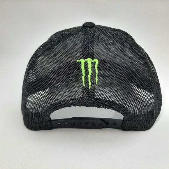 Monster Energy Embroidered Curved Bill Mesh Snapback Trucker Hat Cap Black - Picture 4 of 4